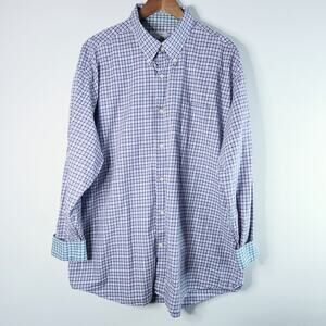 Alex Cannon Mens Blue Plaid Button Up Casual Shirt Size XXL Business Career